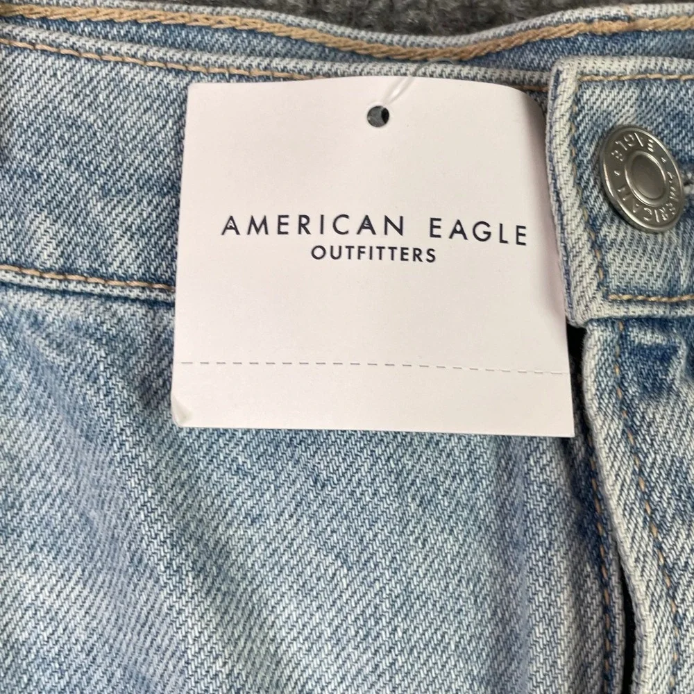 American Eagle Denim Shorts Women 16 Blue Strigid High Rise Raw Hem Distressed